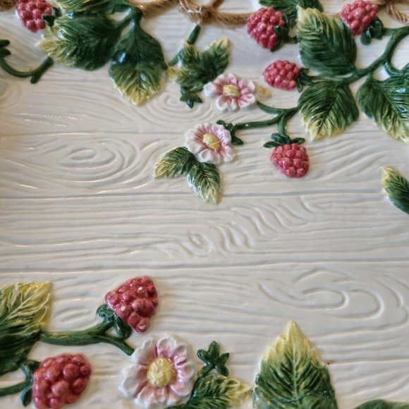 Fitz and Floyd Raspberry Floral Ceramic English Garden Tray Serving Platter - Picture 4 of 8